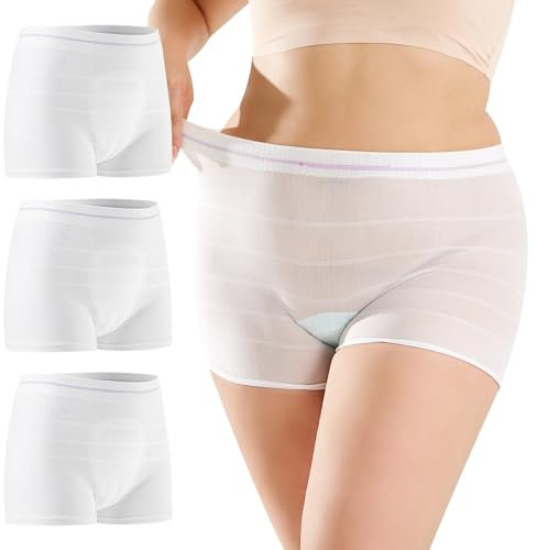 HANSILK Maternity Knickers 3 Pack Disposable Postpartum Underwear Breathable & Stretchable Maternity Pants for C-Section Recovery/Incontinence/Travel