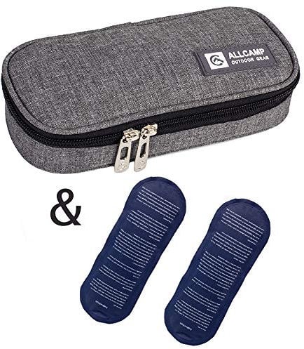 Apollo Walker Sac isotherme à insuline pour médicaments contre le diabète - Organiseur portable avec 2 blocs réfrigérants, doublure isotherme et rangement pour stylos (Gris)