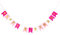 Oblique Unique® Happy Birthday Girlande Banner mit Wimpeln 2m - Pink Rosa Weiß Gold - Geburtstag Party Deko