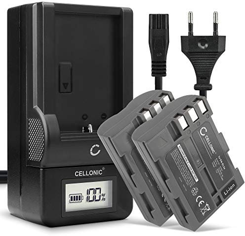 CELLONIC, Batterie pour Caméra, Compatible avec Nikon EN-EL3e, D90, D80, D700, D50, D200, D300 (7.4V, 2000mAh) 2 Pièces + Chargeur