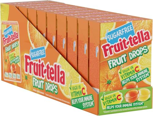Fruittella Citrus Drops - Sugar Free - Vegetarian - 10 x 45g Boxes