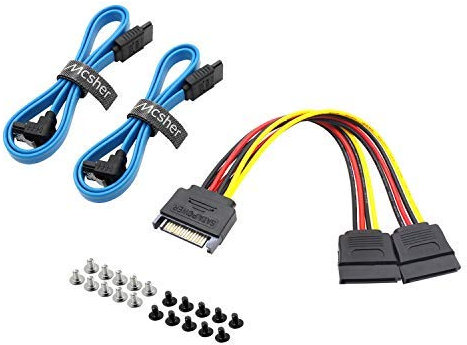 Mcsher 20 Inch 6Gbps SATA 3 Data Cable SATA to SATA Power Splitter Cord Mounting Screws Set/HDD SSD SATA Hard Drive Connection Kit