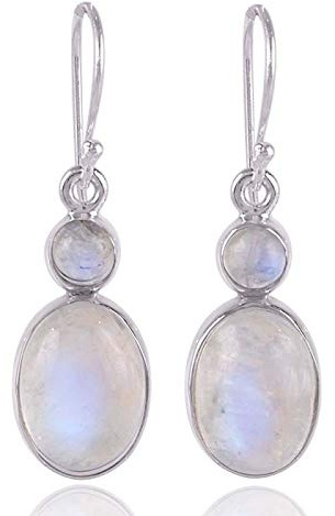 925 Sterling Silber Ohrhänger mit Regenbogen Mondstein Muttertagsgeschenk