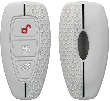 kwmobile Autoschlüssel Schutzhülle kompatibel mit Ford 3-Tasten Autoschlüssel Keyless Go Hülle - Schlüsselhülle aus Silikon - in Hellgrau Schwarz
