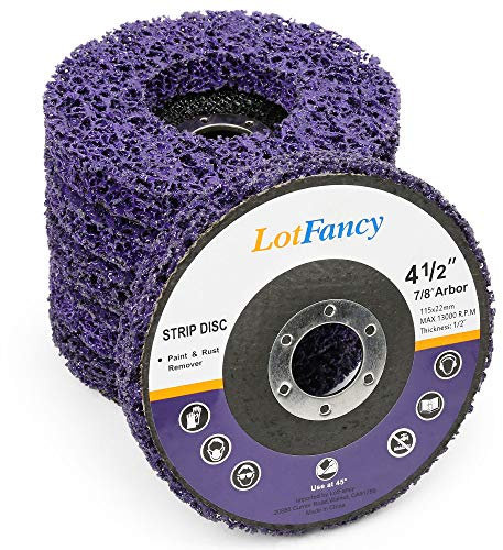 LotFancy Stripping Disc, 6PCS 4 1/2” x 7/8” Quick Easy Strip and Clean Discs, Paint and Rust Remover Stripper for Angle Grinder, Silicon Carbide Abrasive Wheel for Wood Metal Fiberglass, Purple
