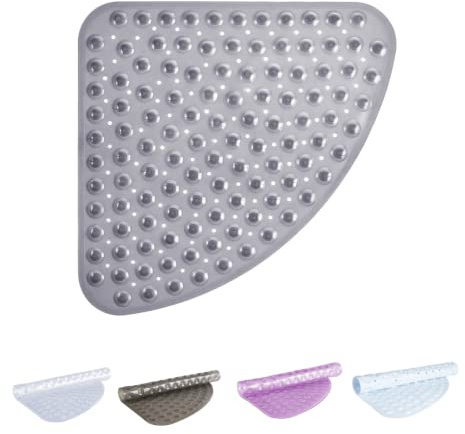 TranquilBeauty Quadratisch Silber Duschmatte rutschfest 53x53 cm | Antirutschmatte, Anti-Schimmel, Maschinen waschbar - Duschmatte mit Saugnäpfen Ideal für Begehbare Duschwannen, Senioren & Kinder