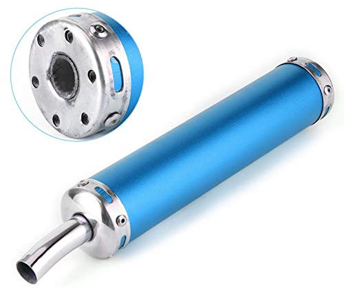 Motorrad-Auspuff, 20 mm (0,8 Zoll) modifizierte Teile Edelstahl-Schalldämpfer aus Universalstahl Glaspackung Fiberglas-Schalldämpfer Resonator für 2-Ta otorrad(Blau)