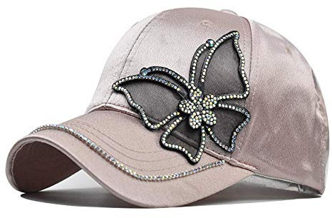 Herren Kappe Hut Schmetterling Glanz Strass Baseball Cap Freizeit Lady Visors Cap Frauen Strand Urlaub Hut Hochwertige Perle Pailletten Hut-Pink