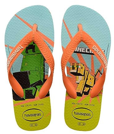Havaianas Minecraft, Chanclas, para Unisex bebé, Blanco / Coral, 23/24 EU