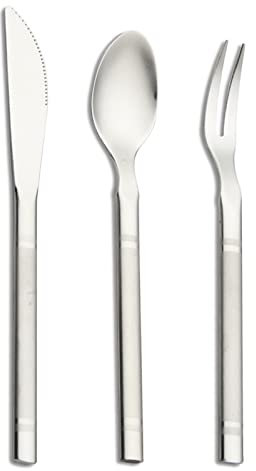VANRA 5.2in 3-Piece Dessert Knives Salad Forks Tea Spoons Set Stainless Steel Appetizer Fruit Snack Serving Knives Spoon Small Flatware Set
