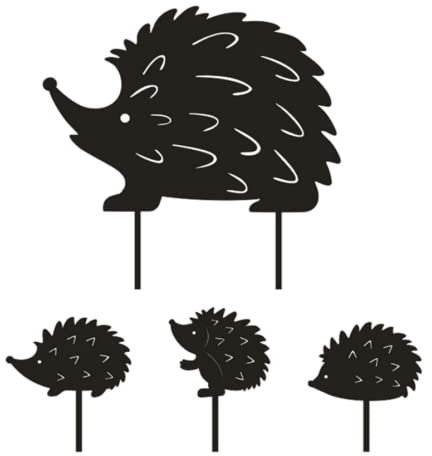 Garden Hedgehog Decoration Metal Hedgehog Garden Statue Hedgehog Family on Metal stakes for the garden