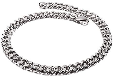 BCughia Chocker Halskette, Geburtstag Freundin Geschenk Silber Panzerkette Karabinerverschluss Edelstahl Einfach und Stilvoll 500mm Halskette