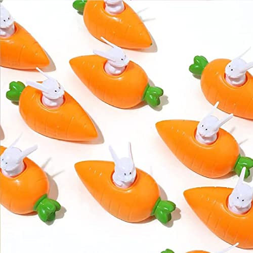 KARLOR Oster Hasen Spielzeugauto Kinder, 6 PCS Aufziehbare Osterhasen mit Karotten, Geburtstagparty Mitgebsel, Karotten-Rakete, Häschen im Möhrenflitzer, Uhrwerkspielzeug,Ostergeschenk für Kinder