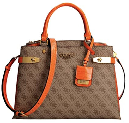 Guess Zadie Logo Girlfriend Satchel Latte/Orange