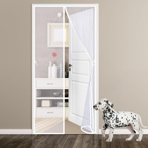 Rideau Aimanté pour Moustiquaire Porte 170 x 215 cm Fenetre Moustiquaire Porte AimantéE Anti Insecte Mouche Moustique pour d Entrée Intérieur/Patio/Coulissante Blanc