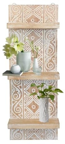 Oriental Galerie Wandregal Wandbrett mit 3 Ablagen Küchenregal Hängeregal Vintage Landhaus Shabby Chic Regal Panel Model Anisa 25 cm breit weiß