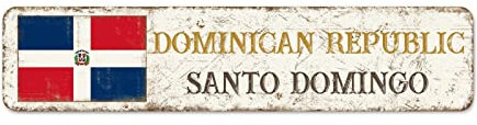 Plaque en métal souvenir de pays de la République Dominicaine - Souvenir de la ville Santo Domingo - Plaque en métal rétro - Panneau en aluminium de qualité - 45,7 x 10,2 cm