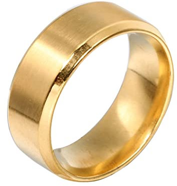 Homxi Edelstahl Eheringe Herren,Rund Gebürstet 8MM Gold Ringe Herren Herren Ring Gr.60 (19.1)