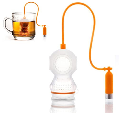 Teefilter, Silikon Innovative Taucherform Tee-Aufgussfilter für die Zubereitung von Tee zu Hause,Silikon Teesieb,Teezubereitungswerkzeug Für Die Teezubereitung Zu Hause, Leicht Zu Reinigen (Orange)
