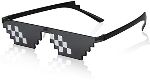 Heveer Mosaik Sonnenbrille Coole Brille 8 Bit Pixel Sonnenbrille für Männer Frauen Kinder Foto Requisiten Party Dekoration Schwarz