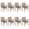ZEYUAN Stapelbare Gartenstühle mit Kissen, Gartenmöbel, Balkonstühle, Chair Outdoor, Hochlehner, Balkonmöbel, Bistrostuhl, Balkonset, Garten Stühle, Armlehnenstuhl, 8 STK. Massivholz Teak