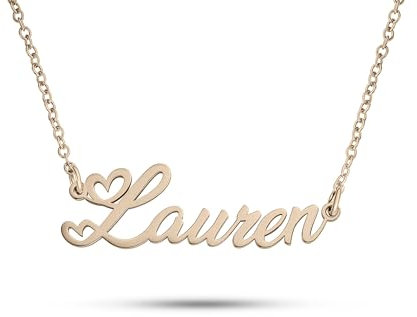 ZNA Jewels Personalised Name Necklace for Women - Customised Sterling Silver Dainty Heart Pendant, Elegant Jewellery Ideal for Birthday, Gifts for Women, Girls & Teens (18K Rose Gold)