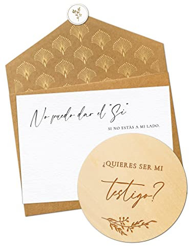 Joli Coon Tarjeta de madera Quieres ser mi testigo con sobre - Regalo testigo