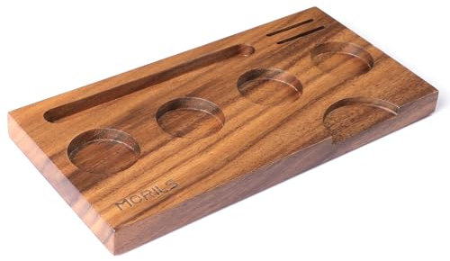 MORILS Tampermatte 58mm, Kaffee Tamping Matte aus Holz, Espresso Tamper Matte mit Anti-Rutsch, Coffee Tamper Pad für Barista - Walnuss