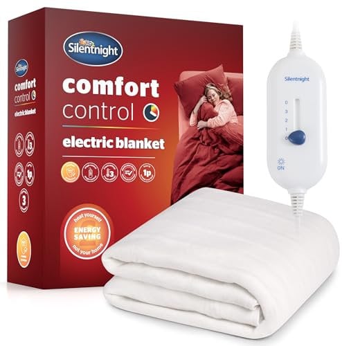 Silentnight Comfort Control Electric Blanket Super King Bed - Heated Underblanket with 4 Heat Settings - Fast Heat Up - Overheat Protection and Easy Fit Straps, Machine Washable, Super King, 160x200cm