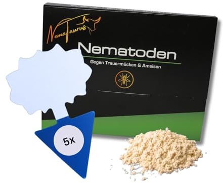 NemaTaurus® SF-Nematoden, 12 Mio für 24m² + 5 Blaustecker, effektive Lösung gegen Thripse, Trauermücken, Schädlinge an Zimmerpflanzen, Balkonpflanzen, im Gewächshaus