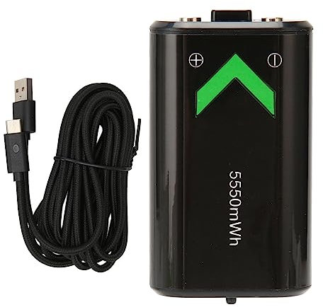 Pacco Batteria Controller, Pacco Batteria Ricaricabile da 5550 MAh con Cavo di Ricarica USB C da 10 Piedi per Controller Serie One