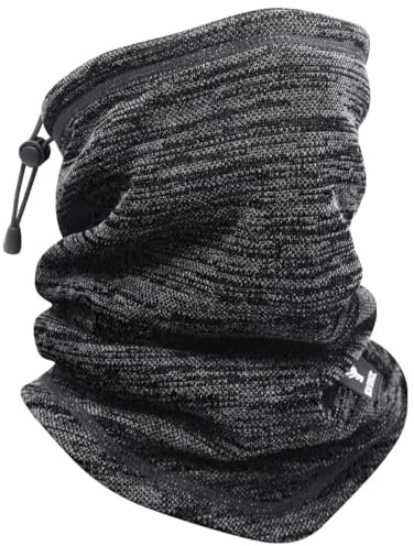 HNOOM Schlauchschal Herren Damen Winter Loop Schal Elastisch Multifunktionstuch Winddicht Halswärmer Warm Fleece Gefüttert Nackenwärmer für Outdoor Skifahren Motorrad Laufen Radfahren (Schwarz)