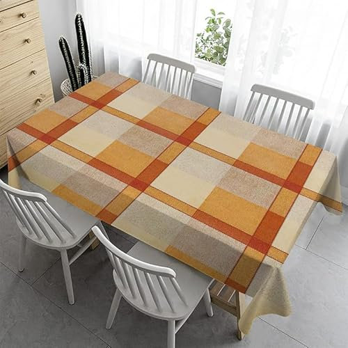Bierzeltgarnitur Klein Tischdecke Abwaschbar 100x140 cm - Tischdecke Outdoor Tischdecken Fleckschutz Gartentischdecke Wasserabweisend Stoff Table Cloth - Orange Kariert