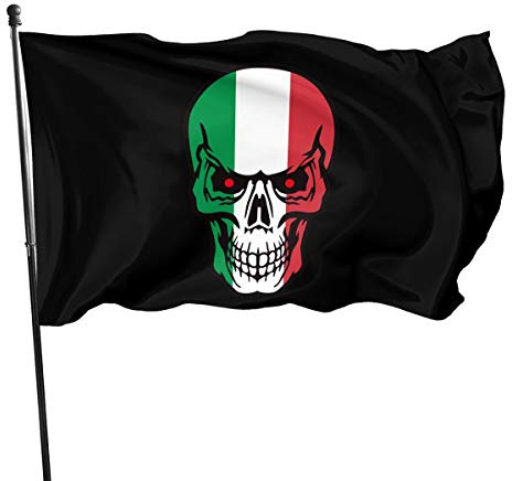 Bandiera Teschio Della Bandiera Italiana, Resistente Alle Intemperie Bandierine Colori Vivaci Striscioni Di Bunting Per All'Aperto Decorazione Interno 90X150cm