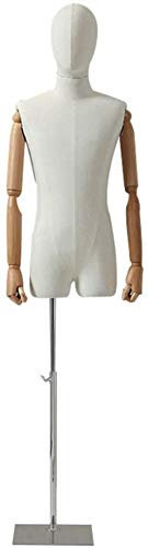 Professionelle männliche Schaufensterpuppe, Torso, Körper, Kopfbüsten, Manikin-Kleiderform mit Verstellbarer Metallbasis und Armen (Farbe: C) (B)