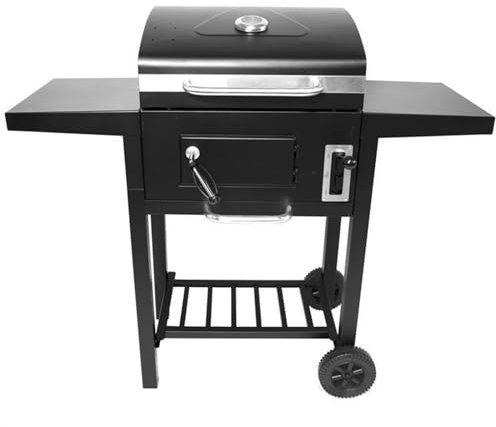 Barbacoa Carbon Grande, con Bandeja de Carbón Ajustable Individualmente de Doble zona y Mesa Auxiliar Plegable, la Parrilla Perfecta para Reuniones al Aire Libre con Familiares y Amigos