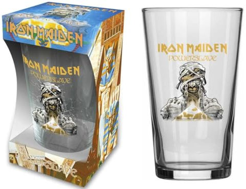 Razamataz IRON MAIDEN Verre à bière en verre avec inscription « WORLD SLAVERY TOUR PINT » 570 ml
