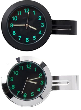 MEGYAD 2 Stück 22-25mm Motorrad Fahrrad Uhr: Glow Lenker Uhr mit Oxidationsbeständigkeit Legierung für Versiegelt Wasserdicht, Schwarz Fahrradzubehör Watch für Nachts Unterwegs Radfahren Student