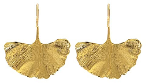 Ginkgo-Blatt-Ohrringe für Frauen, Goldene Blütenblatt-Ohrhänger, Aussage-Tropfen-Ohrringe Hypoallergen, Herbst Boho Ohrstecker, Ginkgo-Schmuck
