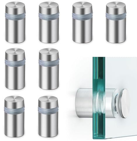 Lot de 8 entretoises murales en acier inoxydable - 12 x 20 mm - Vis d'espacement pour panneaux - Vis publicitaires - Entretoises murales pour fixation de panneaux, plexiglas, miroir, posters