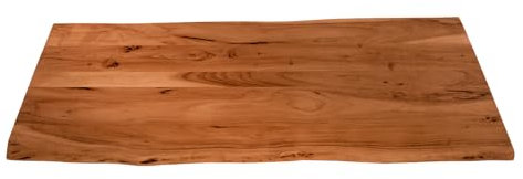 SAM Holzplatte 120x60 cm Tom, Tischplatte aus Akazienholz massiv + nussbaumfarben, Baumkanten-Platte für Heimwerker, geeignet für Arbeitsplatten, Tische & Fensterbretter