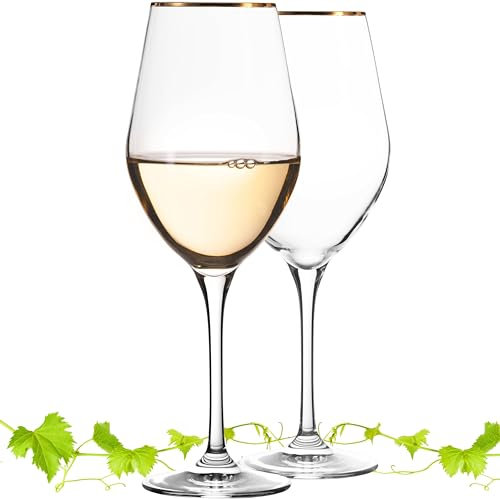 IMPERIAL Weingläser mit Goldrand 300ml Set 2-Teilig Universalweingläser aus Crystalline Glas Weißweinglas Rotweinglas
