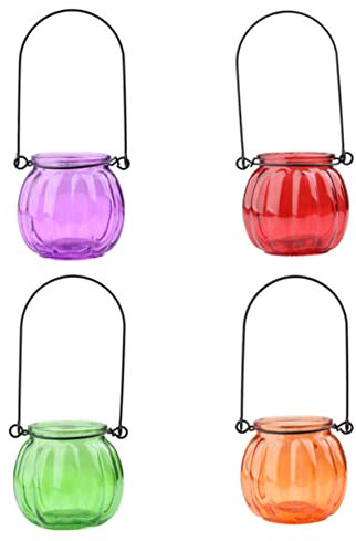FUNOMOCYA 4 Stück Greif Glas vase Kürbis-Süßigkeiten-Eimer Vase für Blumenarrangements Dekoration Schlafzimmer Living Room Decoration Dekorationen Vintage-Dekor hängende Vase Griff Glasvase