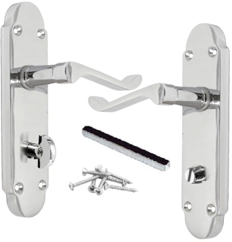 Betley Butterfly Epsom Door Handles Internal Bathroom Lock Scroll Lever - Chrome for Home and Office Wooden Doors 170mm x 42mm