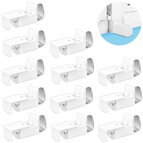 Sprifityy 12 Stück Plissee Klemmen, Hohe Qualität Plissee Ersatzteile, Plissee Ohne Bohren Ohne Bohren Klemmhalter, Plissee Halterung Verstellbereich 20 mm für Duo Doppelrollo, Gespannt Plissee Weiß