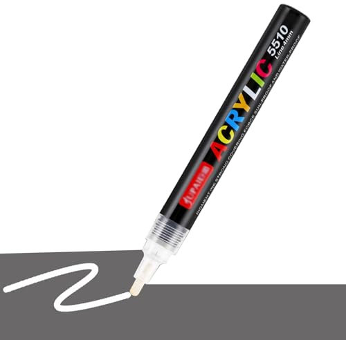 Rwoythk 1 Pcs White Marker Pen, Permanent Acrylic Marker, Fine Round Nib 1-2mm, Suitable For Drawing On Canvas, Art Paper And Wood - Acrylic Markers For Pebbles