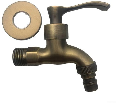 Besttoolifes Grifo de agua de latón macizo vintage montado en la pared, grifo decorativo para exteriores, pared de bronce antiguo para fregadero de cocina, fregona, piscina (bronce)