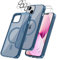 Cover per iPhone 13 Compatibile con 2 vetri temperati e 2 vetri per fotocamera, Translucent Matte Slim Back PC+TPU Bumper Shockproof Compatible Magnetic Cover per iPhone 13 - Blu Zaffiro