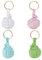 Delorigin - Llavero de cuerda náutica, 4 colores, bola de algodón, perlas de madera, tejido hecho a mano, llavero con hierro dorado para llaves de coche, bolsa con amuletos, multicolor, 7.5 cm