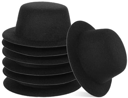 salbsever 6 Stück schwarze Mini-Zylinderhüte, kleine schwarze Zylinderhüte zum Basteln, für Heimwerker, Miniaturhüte, Haar Accessoires, Dekoration für Weihnachtsfeiern, Schneemann Basteldekor